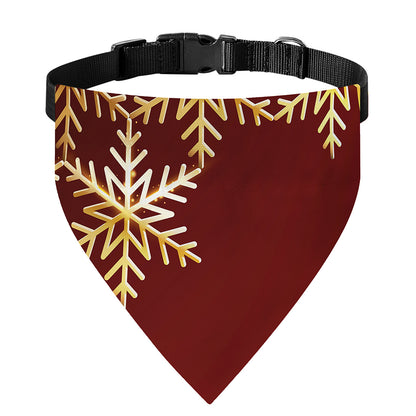 Golden Snowflake Print Over The Collar Dog Bandana