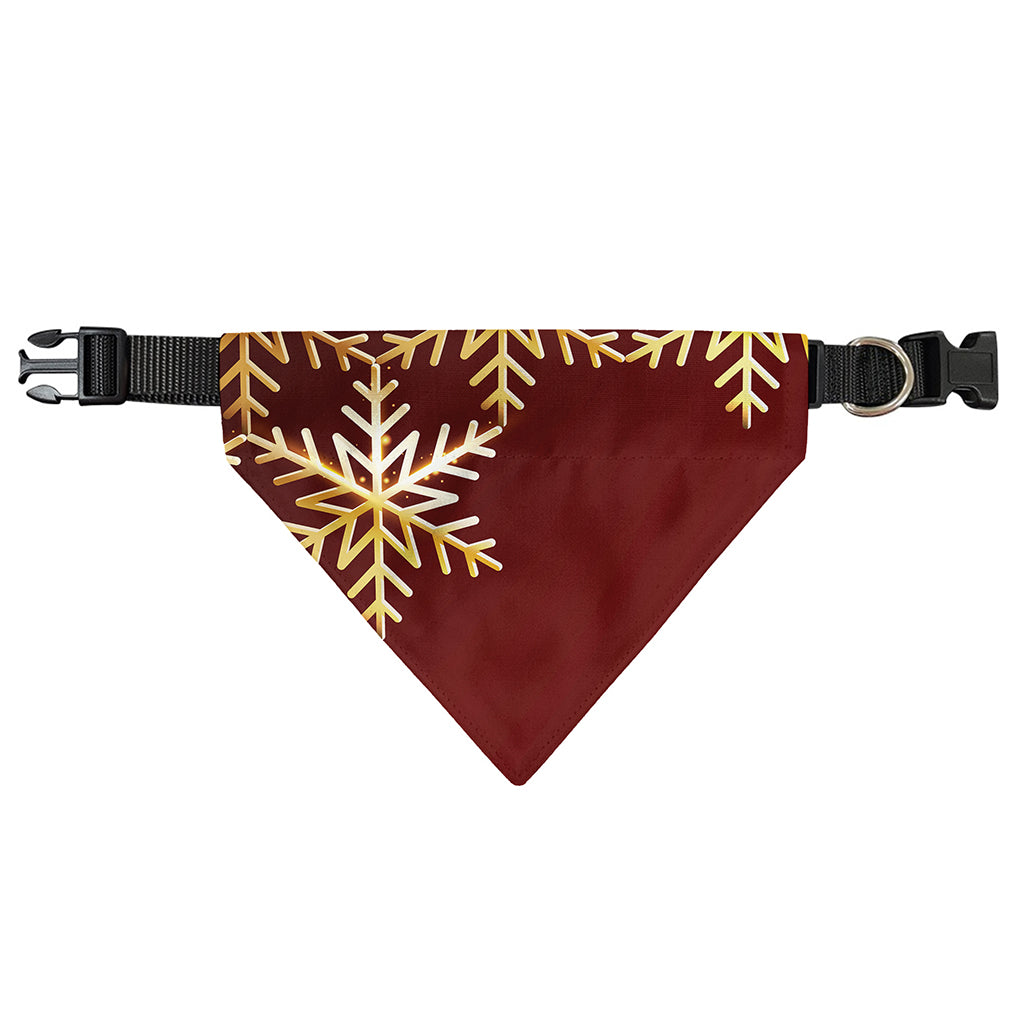 Golden Snowflake Print Over The Collar Dog Bandana