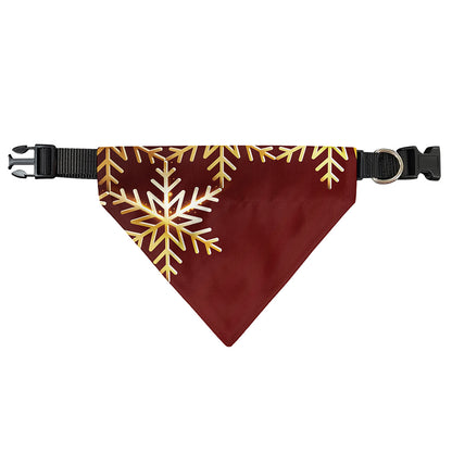 Golden Snowflake Print Over The Collar Dog Bandana