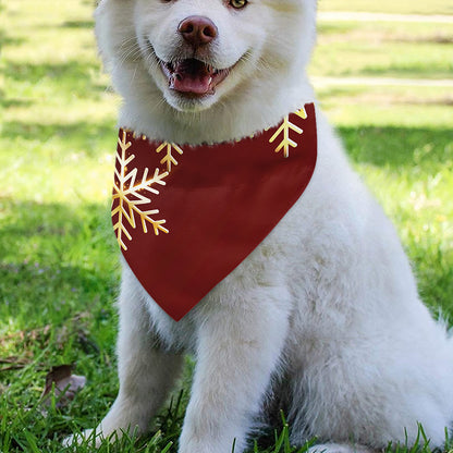 Golden Snowflake Print Over The Collar Dog Bandana