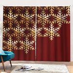 Golden Snowflake Print Pencil Pleat Curtains