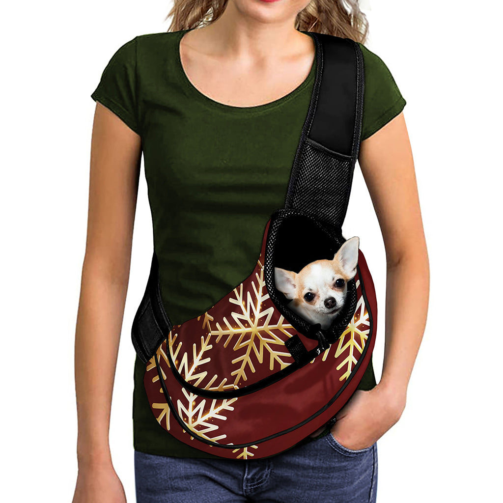 Golden Snowflake Print Pet Sling Carrier