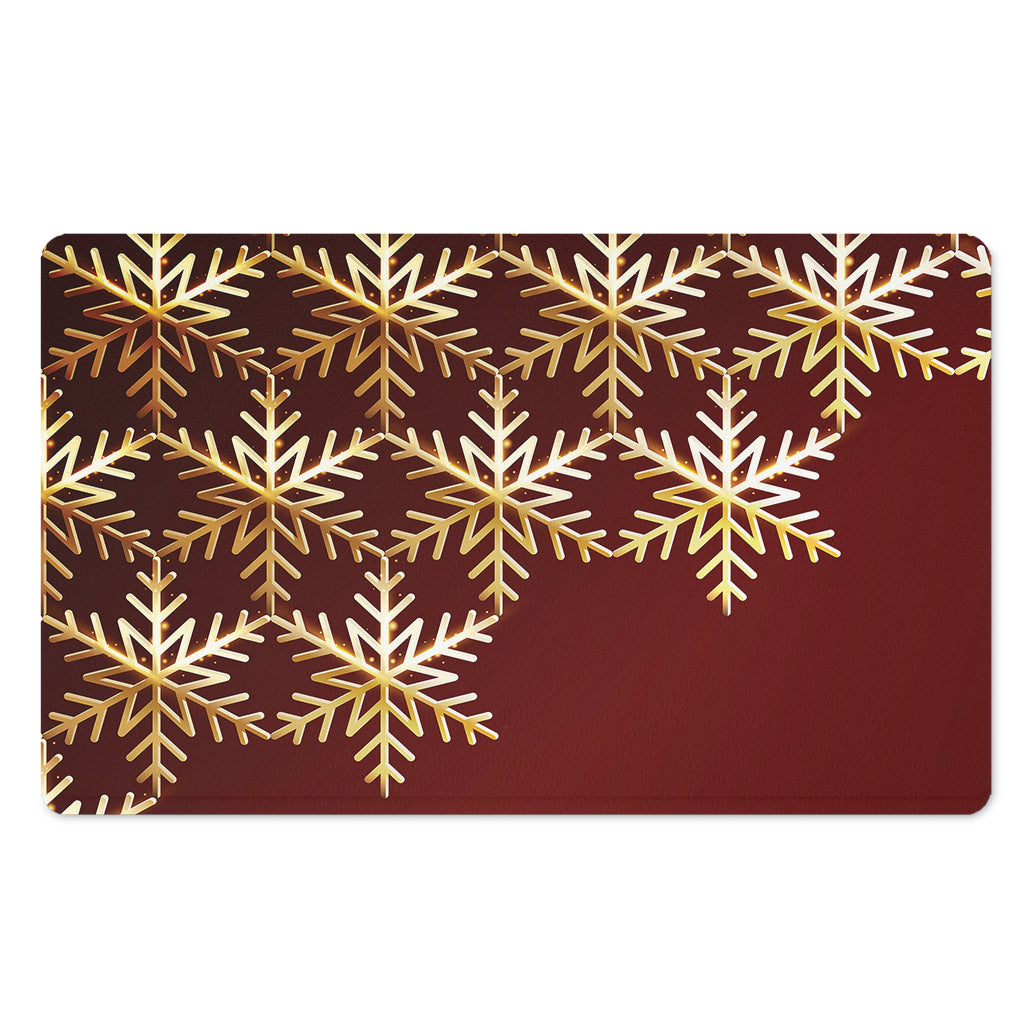 Golden Snowflake Print Polyester Doormat