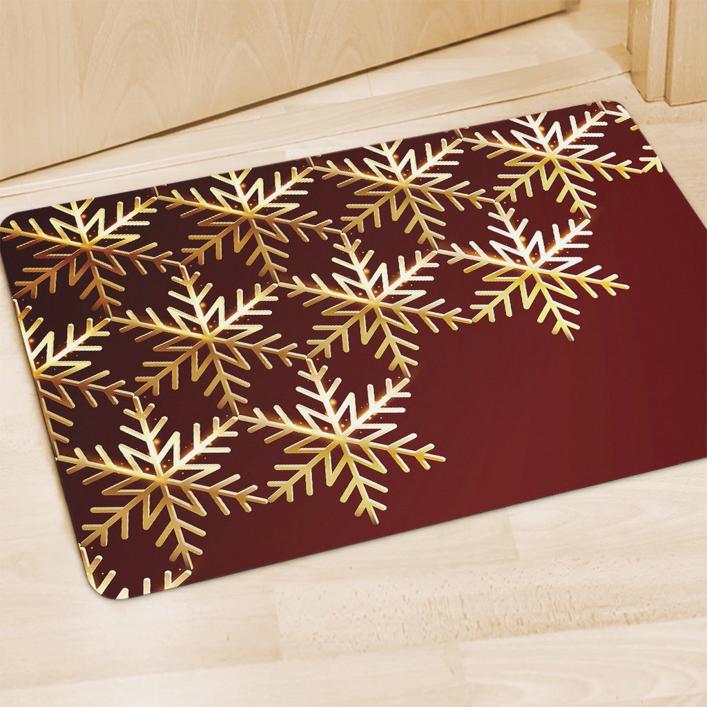 Golden Snowflake Print Polyester Doormat
