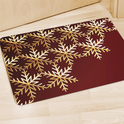 Golden Snowflake Print Polyester Doormat