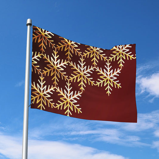 Golden Snowflake Print Polyester Flag