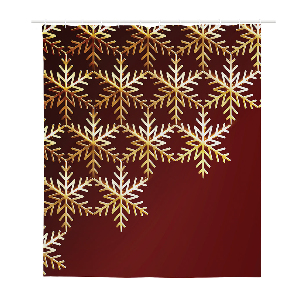 Golden Snowflake Print Polyester Shower Curtain