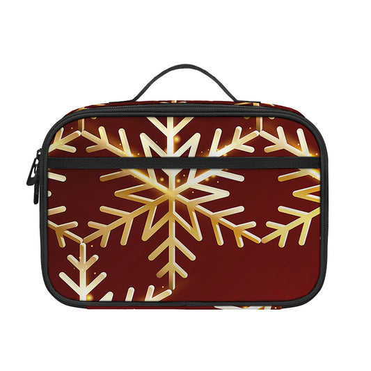 Golden Snowflake Print Portable Lunch Bag