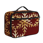 Golden Snowflake Print Portable Lunch Bag