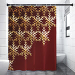 Golden Snowflake Print Premium Shower Curtain
