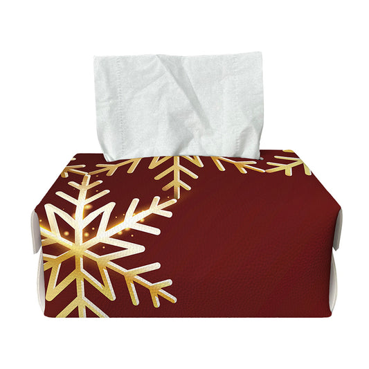 Golden Snowflake Print Rectangle Tissue Box Cover
