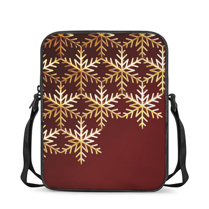Golden Snowflake Print Rectangular Crossbody Bag