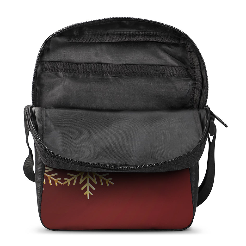 Golden Snowflake Print Rectangular Crossbody Bag