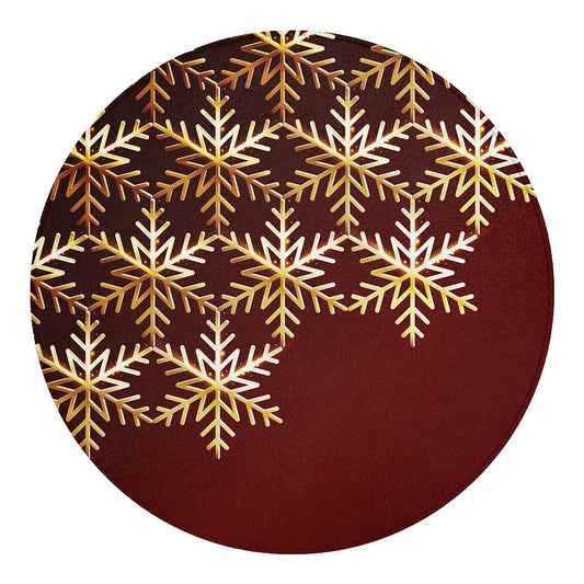 Golden Snowflake Print Round Blanket
