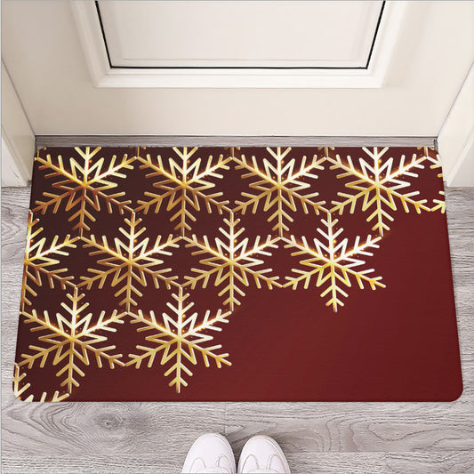 Golden Snowflake Print Rubber Doormat