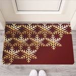 Golden Snowflake Print Rubber Doormat