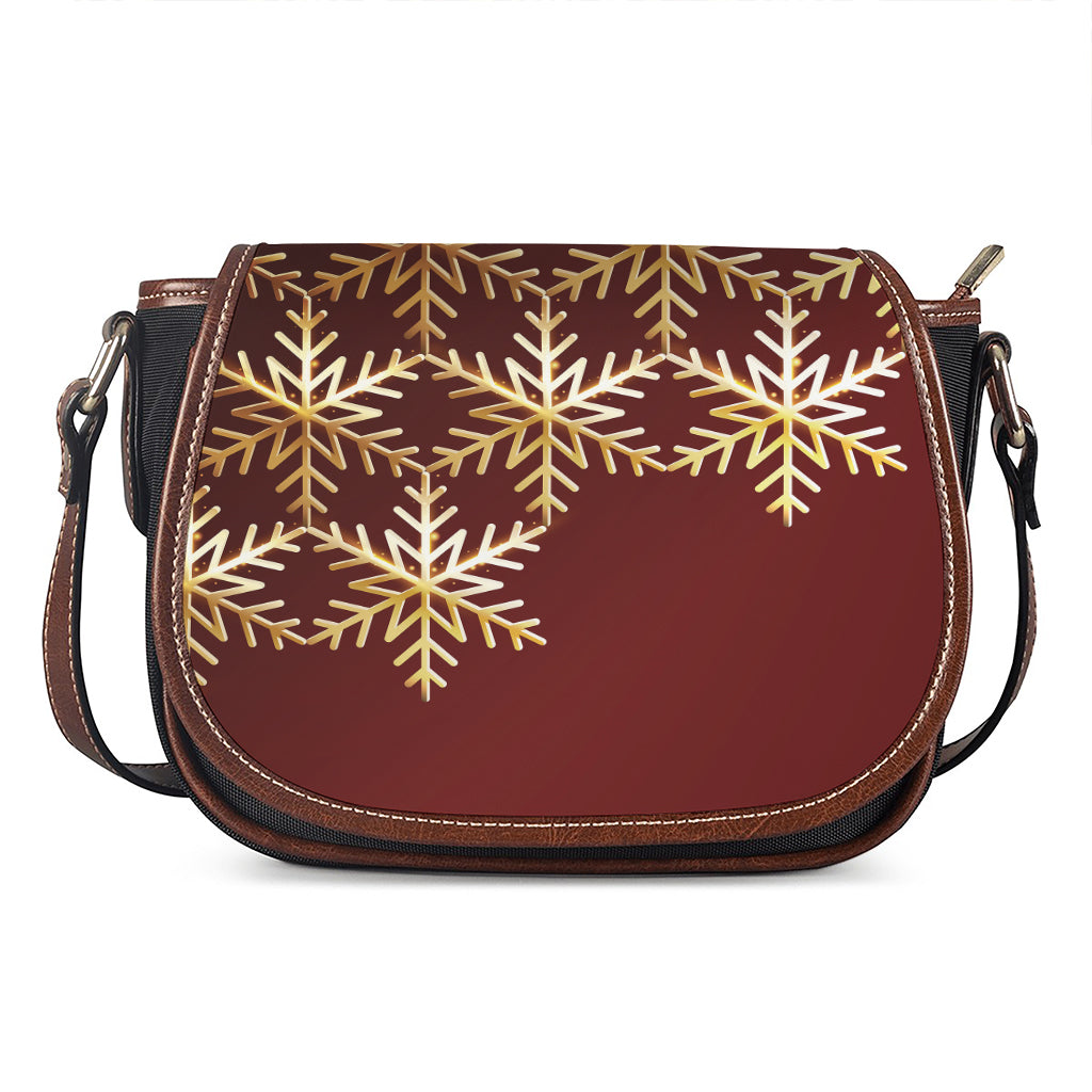 Golden Snowflake Print Saddle Bag