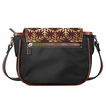 Golden Snowflake Print Saddle Bag