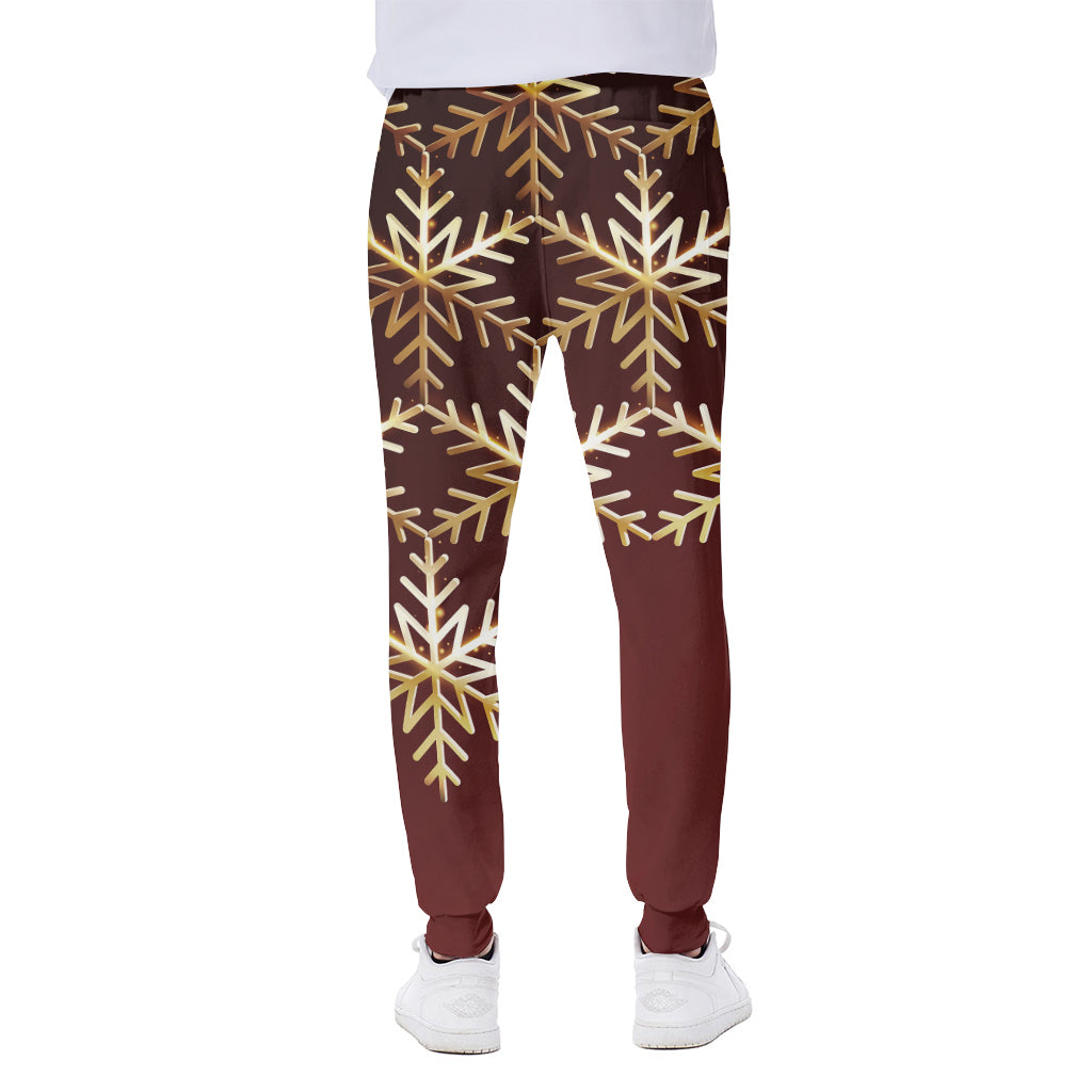 Golden Snowflake Print Scuba Joggers