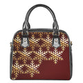 Golden Snowflake Print Shoulder Handbag