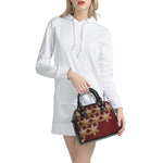 Golden Snowflake Print Shoulder Handbag