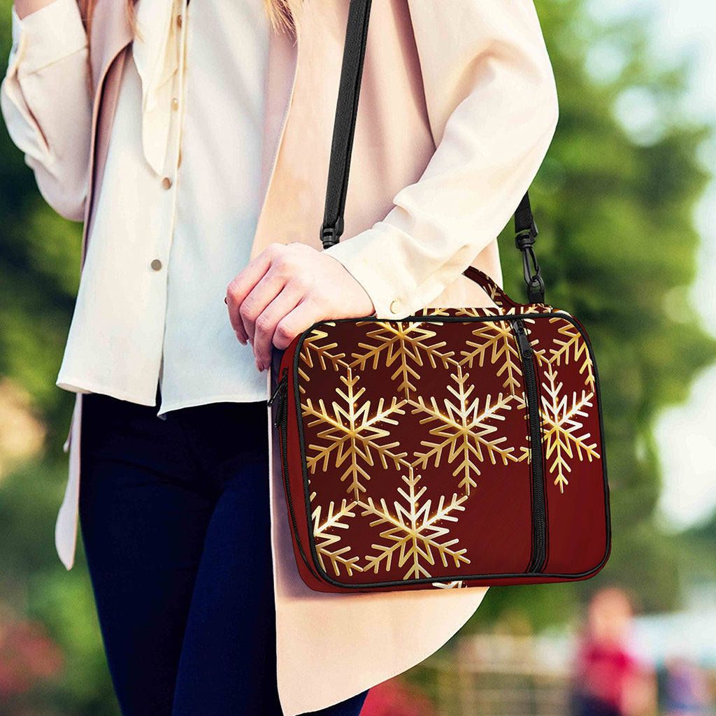Golden Snowflake Print Shoulder Strap Bible Bag