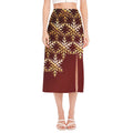 Golden Snowflake Print Side Slit Midi Skirt