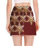 Golden Snowflake Print Side Slit Mini Skirt