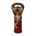 Golden Snowflake Print Single Neoprene Wine Tote