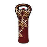 Golden Snowflake Print Single Neoprene Wine Tote