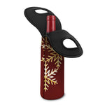 Golden Snowflake Print Single Neoprene Wine Tote