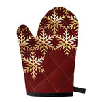 Golden Snowflake Print Single Oven Mitt