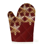 Golden Snowflake Print Single Oven Mitt