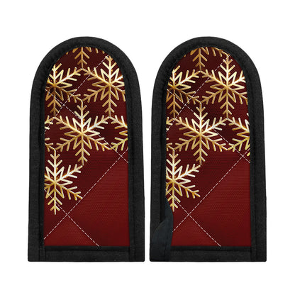 Golden Snowflake Print Skillet Handle Cover