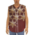 Golden Snowflake Print Sleeveless Baseball Jersey