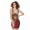 Golden Snowflake Print Sleeveless Bodycon Dress