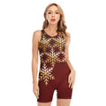 Golden Snowflake Print Sleeveless One Piece Swimsuit