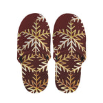 Golden Snowflake Print Slippers