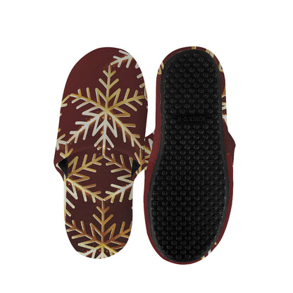 Golden Snowflake Print Slippers