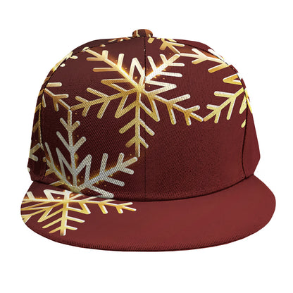 Golden Snowflake Print Snapback Cap