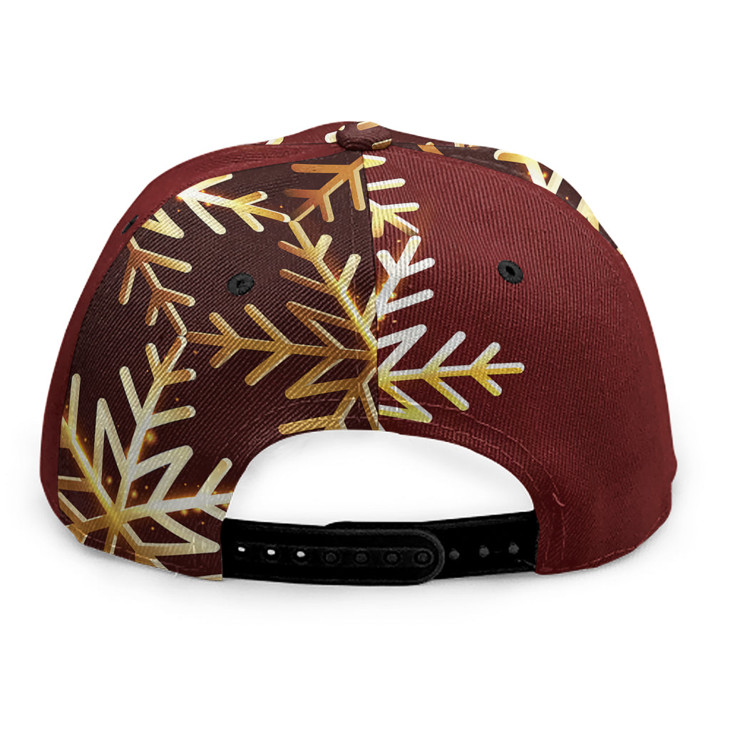 Golden Snowflake Print Snapback Cap