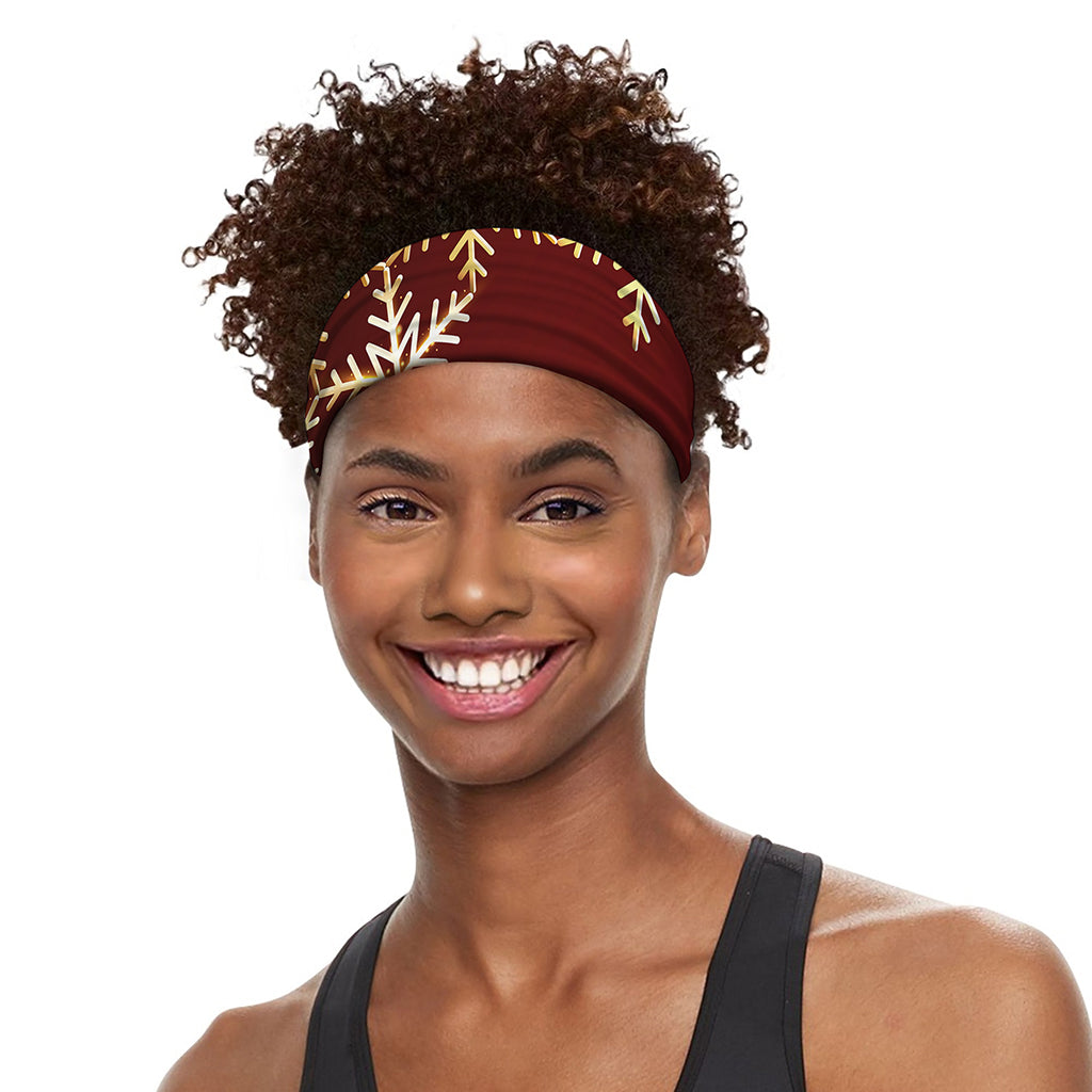 Golden Snowflake Print Sports Headband