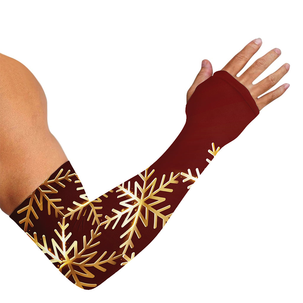 Golden Snowflake Print Sun Protection Arm Sleeves