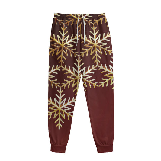 Golden Snowflake Print Sweatpants