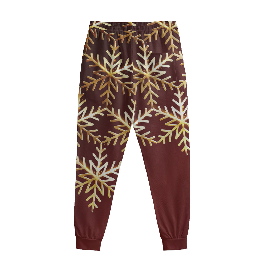 Golden Snowflake Print Sweatpants