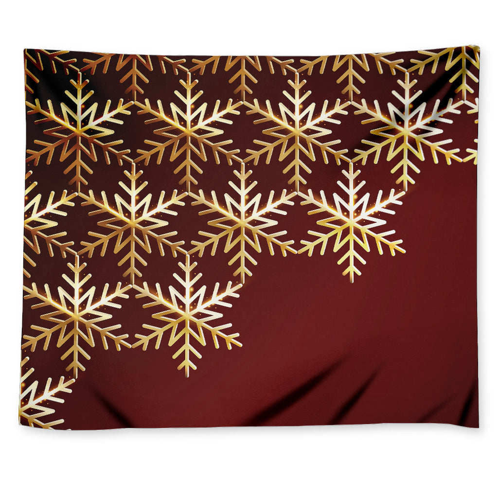 Golden Snowflake Print Tapestry