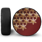 Golden Snowflake Print Tire Cover