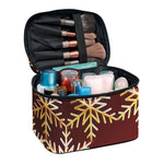 Golden Snowflake Print Travel Makeup Bag