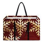 Golden Snowflake Print Utility Tote Bag