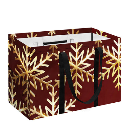 Golden Snowflake Print Utility Tote Bag